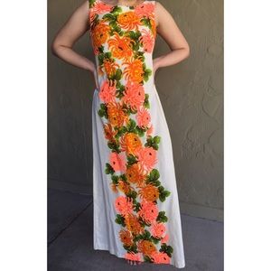 Vintage Hawaiian Ui-MaiKai Barkcloth Floral Tiki